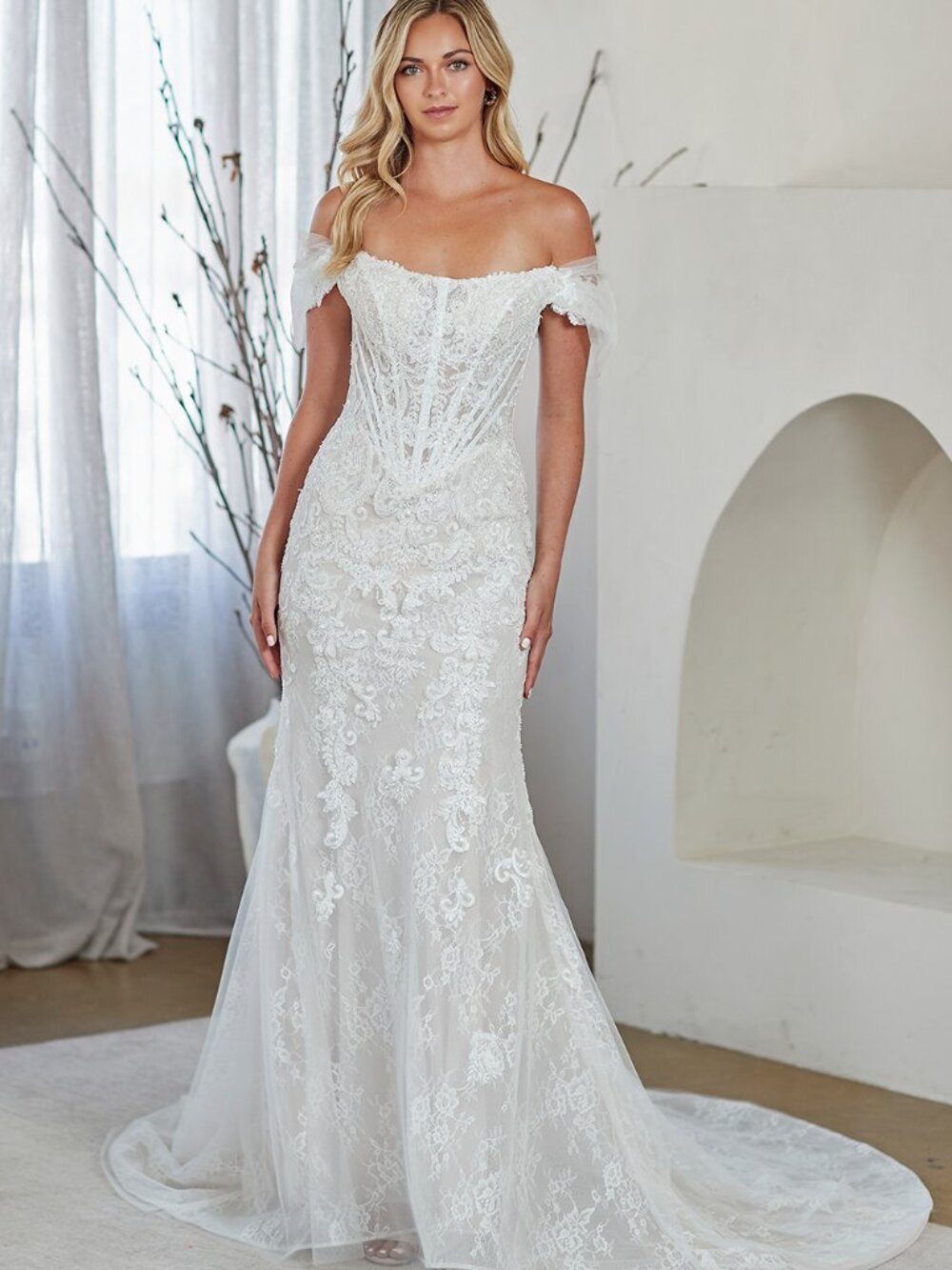 NEW WHITE Wedding Dress Floor Length Formal Elegant Stunning 2153